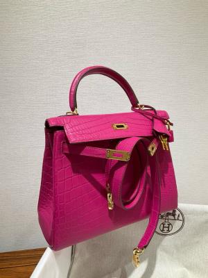 wholesale quality hermes kelly 25 matte niloticus crocodile j5 rose scheherazade ghd